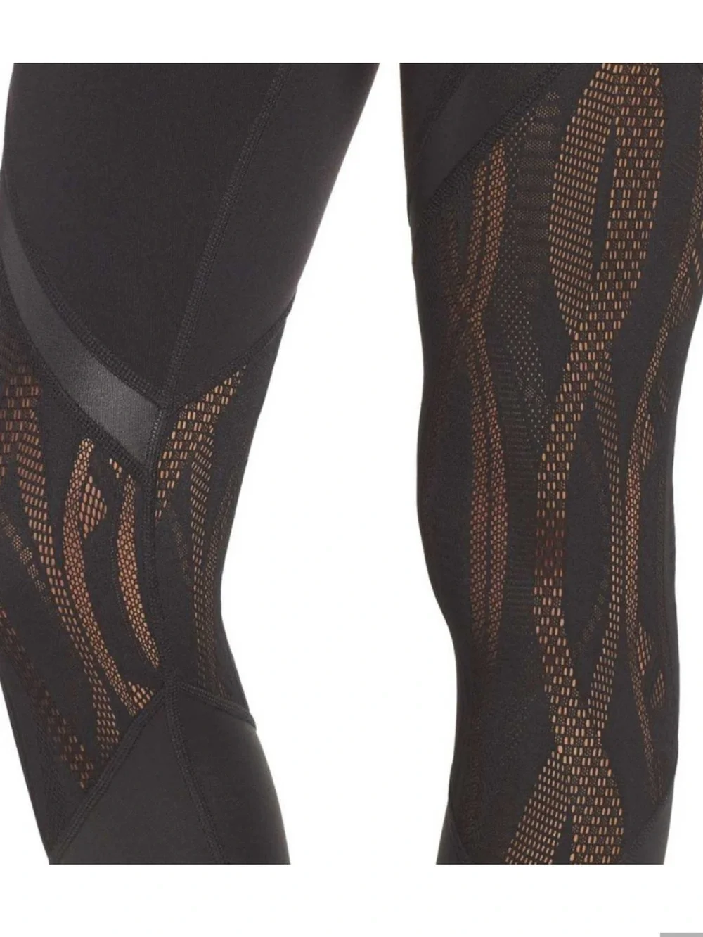 ALO Black Vitality Legging Lively Lace Sheer Mesh Size M